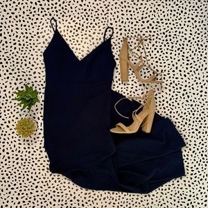 XSCAPE Women’s Navy Ruffle Crepe Dress | Size 2